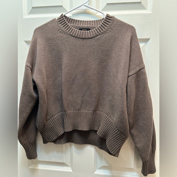 Quince Sweaters - Quince Taupe Cropped Crewneck Sweater